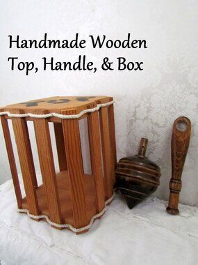 WOODEN TOY TOP, ORIGINAL HAND CRAFTED w BOX - EXCELLENT GIFT, NWOT